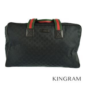 Gucci GG Canvas Boston Bag Black Leather tu